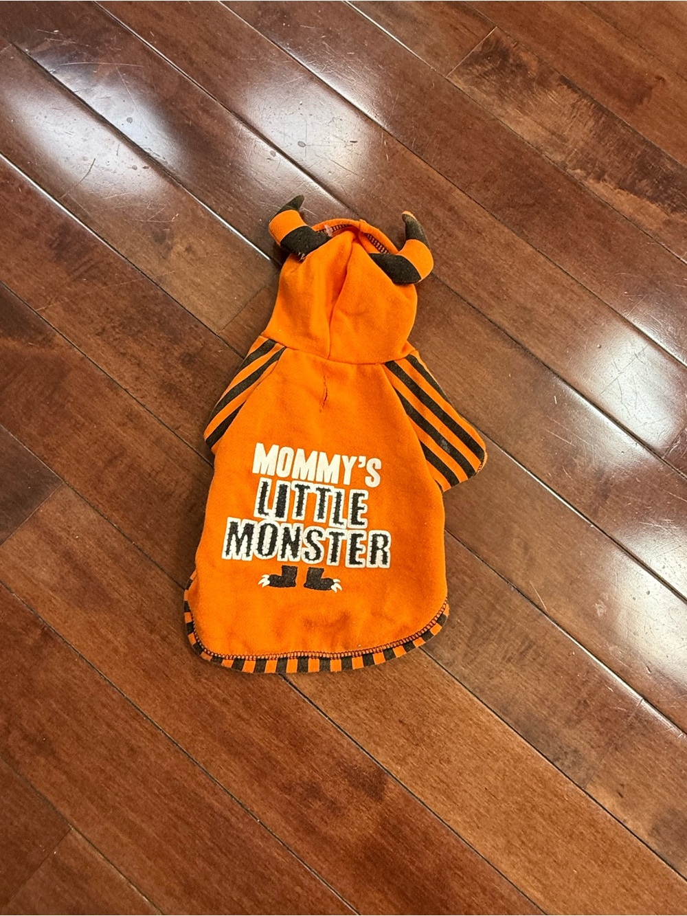 Pup Crew Orange “Mommy’s Little Monster” Halloween Dog Hoodie, size XS